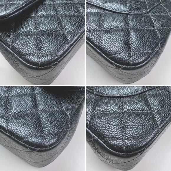 CHANEL 15C Dark Gray (Metallic) Jumbo Classic Caviar Double Flap Bag Ruthenium - Picture 7 of 10